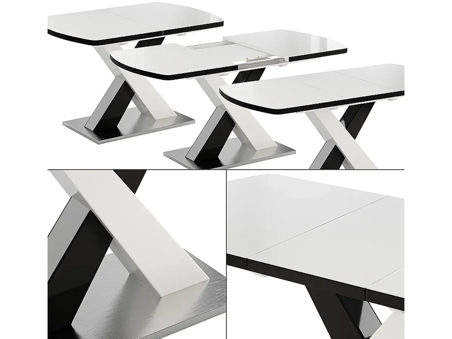 Mesa de comedor blanco/negro 120x80x76 chinto