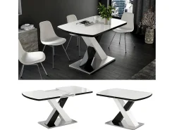 Mesa de comedor blanco/negro 120x80x76 chinto