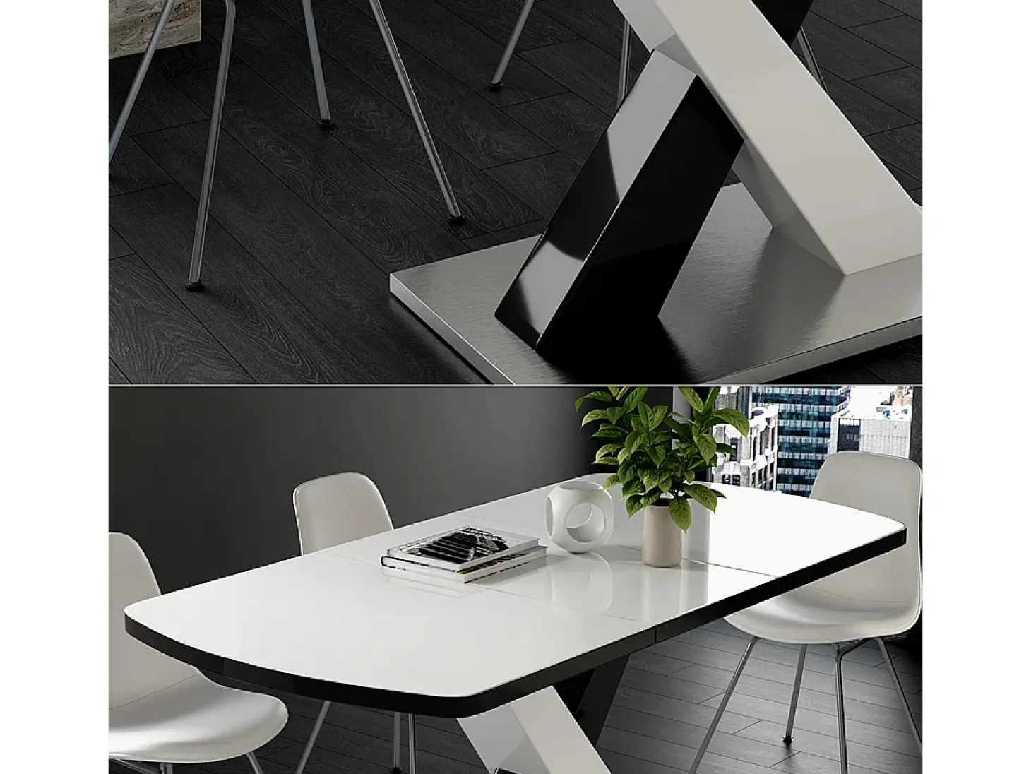 Mesa de comedor blanco/negro 120x80x76 chinto