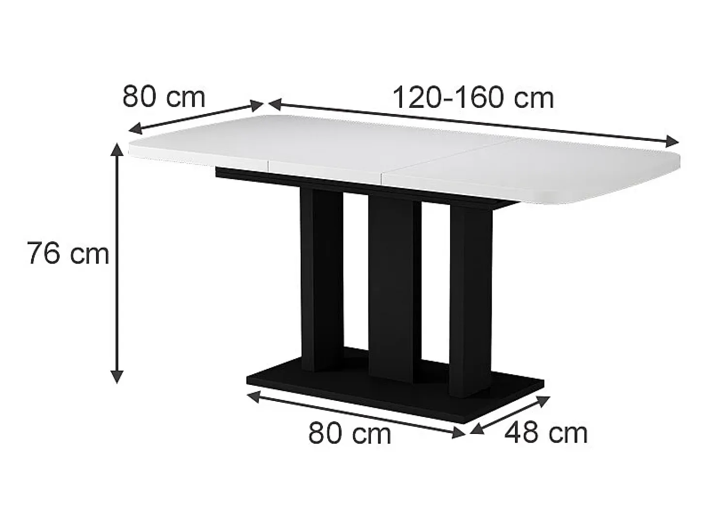 Mesa de comedor blanco/negro 120x80x77.3 fenaro