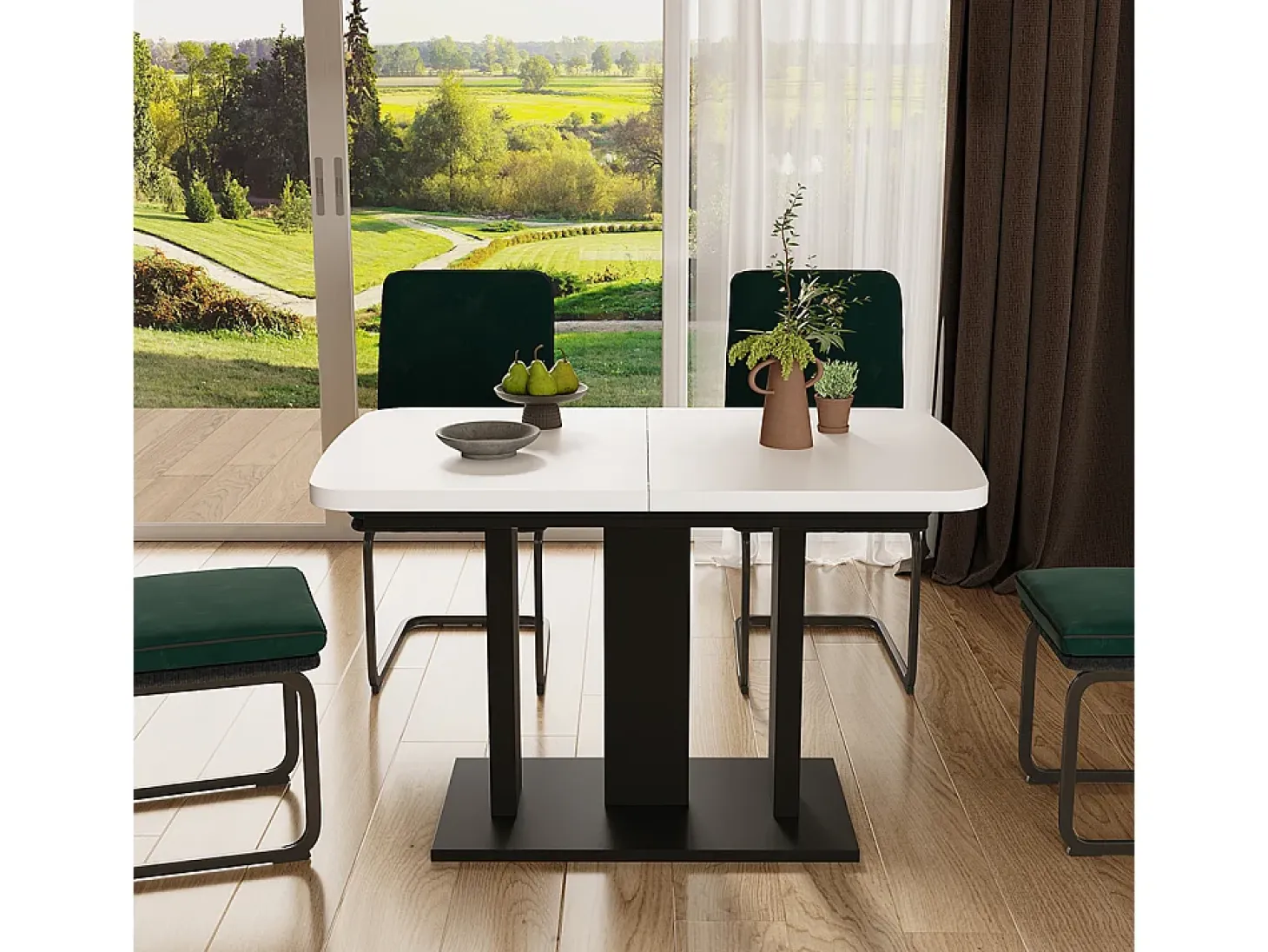 Mesa de comedor blanco/negro 120x80x77.3 fenaro
