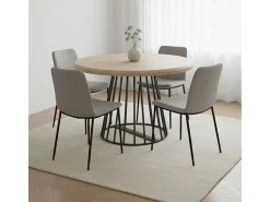 Mesa de comedor Brad extensible diseño redondo nordish/negro Ø120 cm Adec