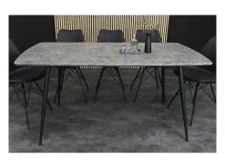 Mesa de comedor CALDERO 140 cm – Mesa contemporánea aspecto piedra y metal