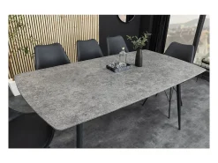 Mesa de comedor CALDERO 140 cm – Mesa contemporánea aspecto piedra y metal