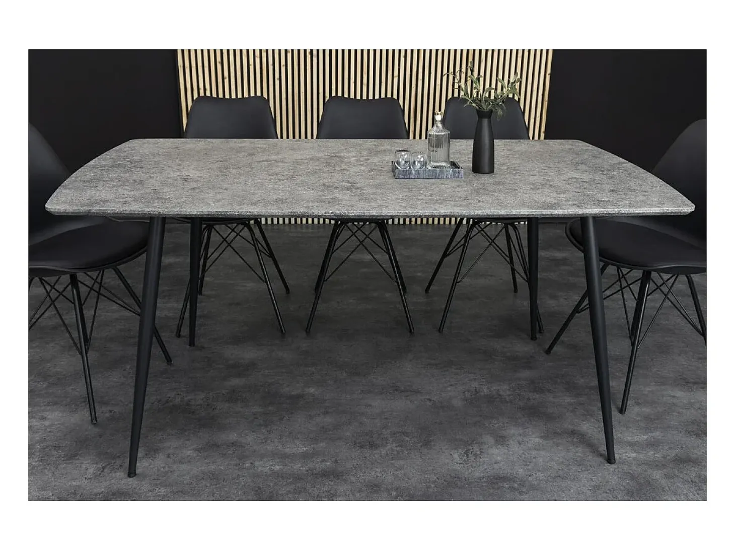 Mesa de comedor CALDERO 140 cm – Mesa contemporánea aspecto piedra y metal