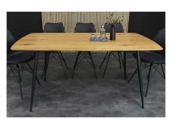Mesa de comedor CALDERO 140 cm – Mesa contemporánea con aspecto de roble salvaje y metal