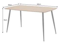 Mesa de comedor CALDERO 140 cm – Mesa contemporánea con aspecto de roble salvaje y metal