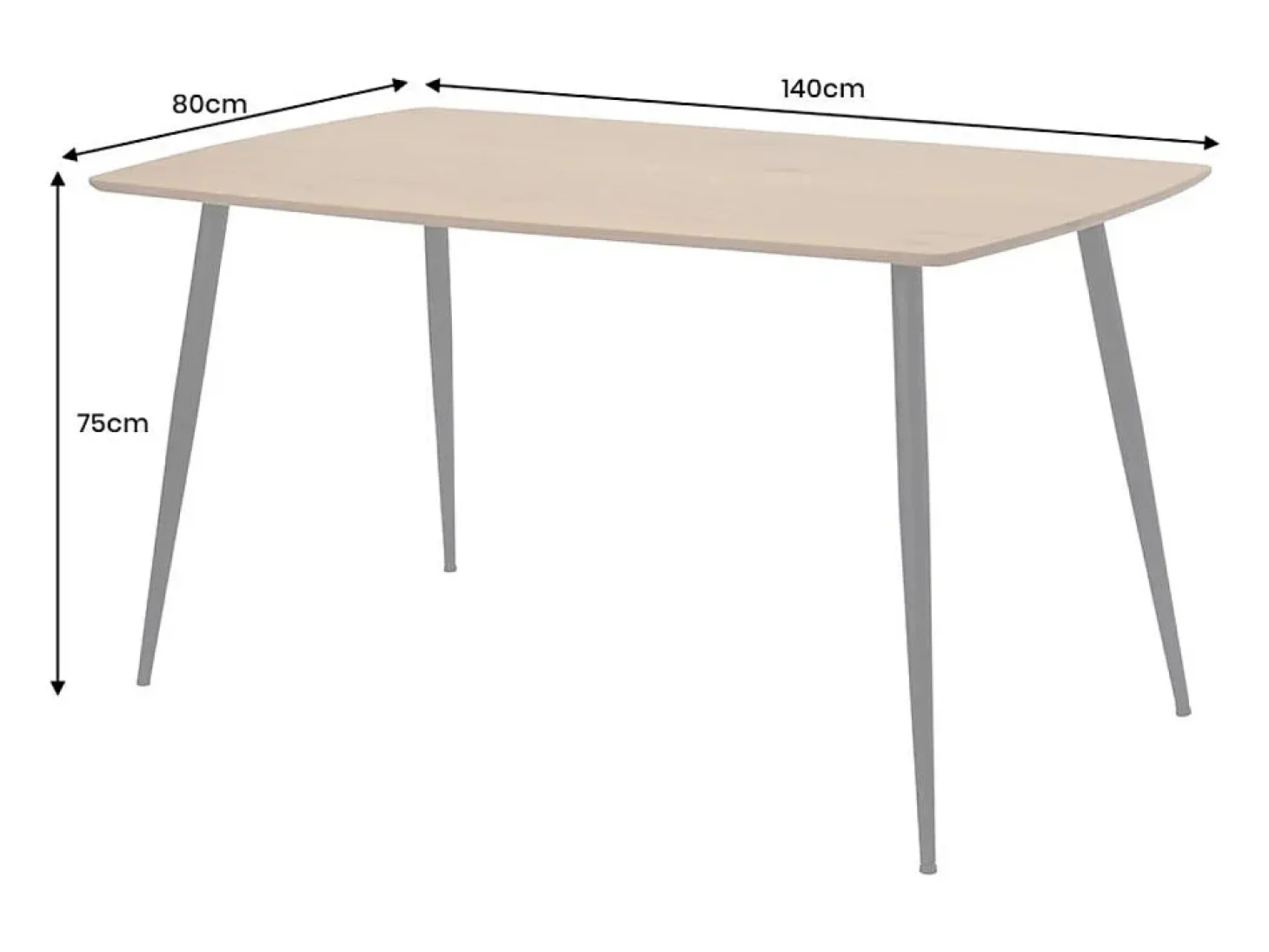 Mesa de comedor CALDERO 140 cm – Mesa contemporánea con aspecto de roble salvaje y metal