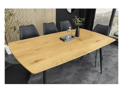 Mesa de comedor CALDERO 140 cm – Mesa contemporánea con aspecto de roble salvaje y metal