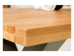 Mesa de comedor CAVARA – Roble salvaje y metal negro – 200 cm – Estilo industrial