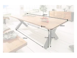Mesa de comedor CAVARA – Roble salvaje y metal negro – 240 cm – Estilo industrial