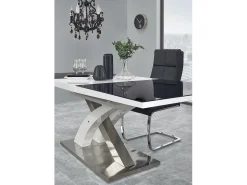 Mesa de comedor Cesar de diseño en blanco y negro con hoja extensible