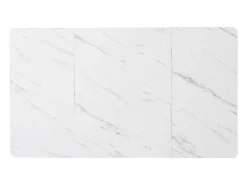 Mesa de comedor chapada en mármol blanco para 4-6 personas 140x80cm en MDF, patas de metal dorado