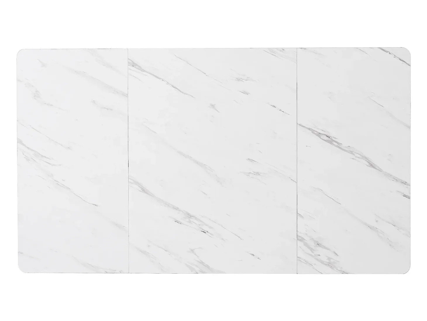 Mesa de comedor chapada en mármol blanco para 4-6 personas 140x80cm en MDF, patas de metal dorado