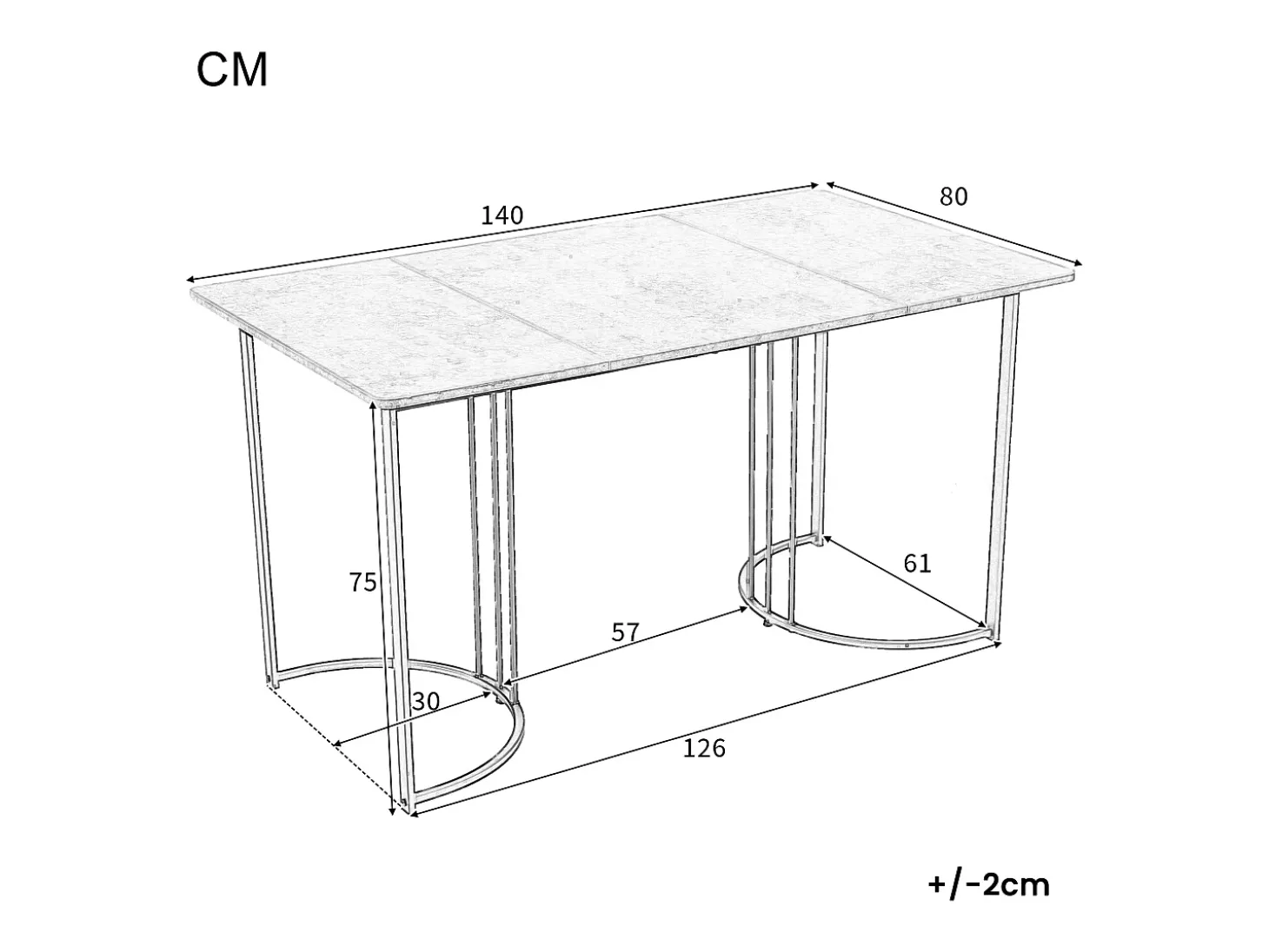 Mesa de comedor chapada en mármol blanco para 4-6 personas 140x80cm en MDF, patas de metal dorado