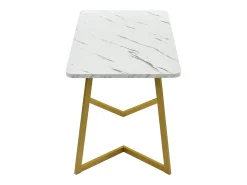 Mesa de comedor chapada en mármol blanco para 4-6 personas 117x68cm en MDF, patas de metal dorado