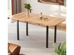 Mesa de comedor clásica extensible de madera (120-160 cm) para 4-6 personas.