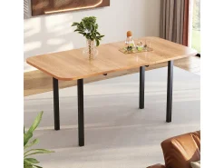 Mesa de comedor clásica extensible de madera (120-160 cm) para 4-6 personas.