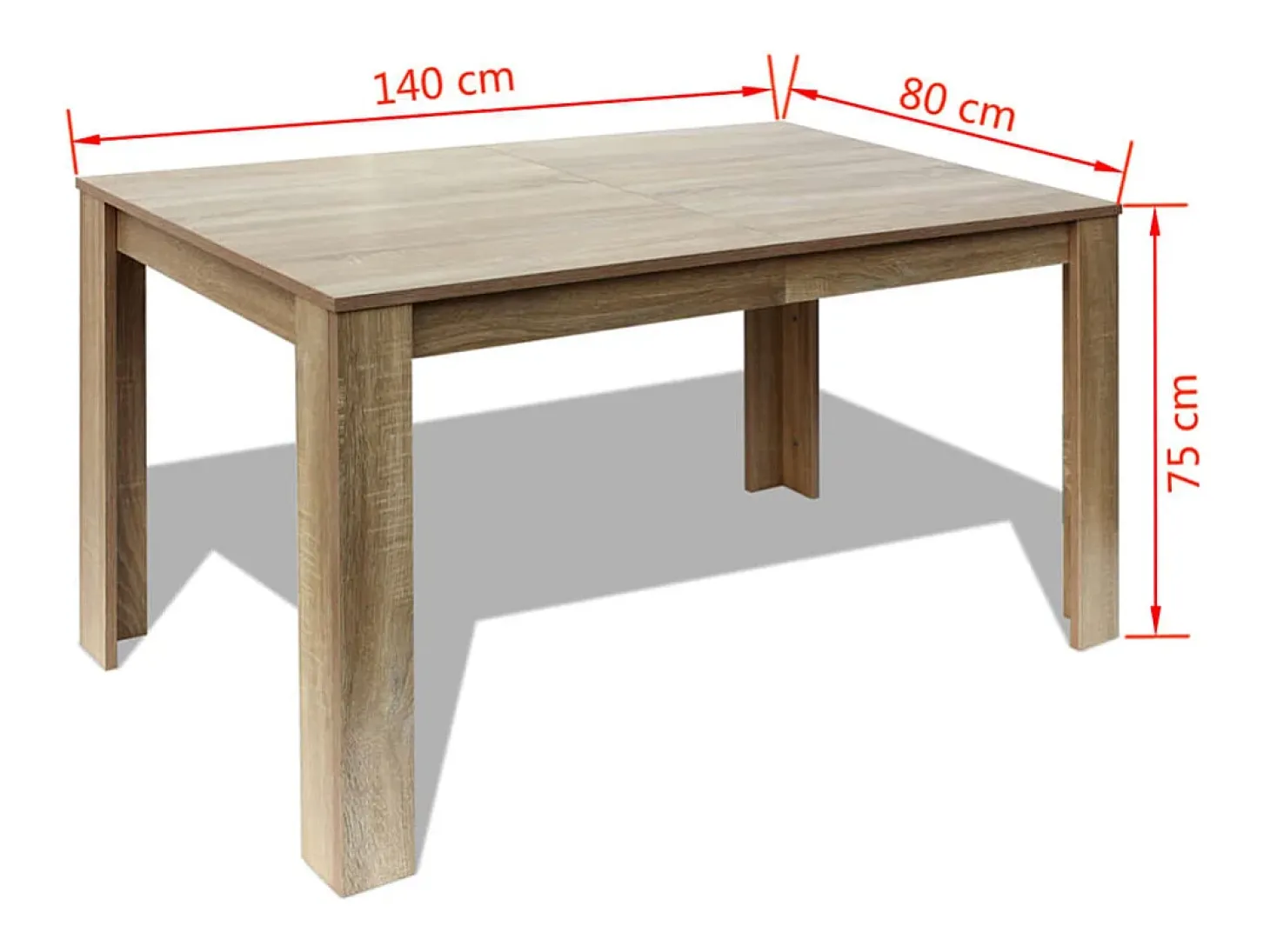 Mesa de comedor color roble 140x80x75 cm