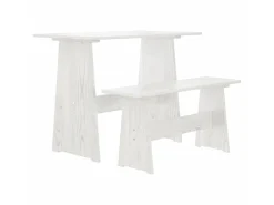 Mesa de comedor con banco REINE madera maciza de pino blanco ES944002