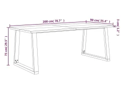Mesa de comedor con borde vivo madera maciza acacia 200x90x75cm