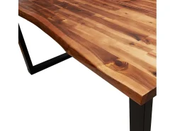 Mesa de comedor con borde vivo madera maciza acacia 160x80x75cm
