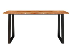 Mesa de comedor con borde vivo madera maciza acacia 160x80x75cm