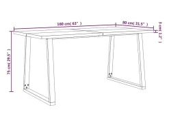 Mesa de comedor con borde vivo madera maciza acacia 160x80x75cm