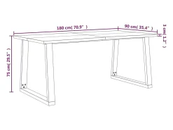 Mesa de comedor con borde vivo madera maciza acacia 180x90x75cm