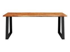 Mesa de comedor con borde vivo madera maciza acacia 200x90x75cm