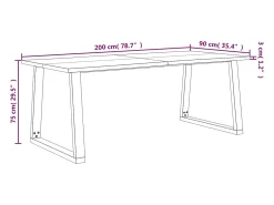 Mesa de comedor con borde vivo madera maciza acacia 200x90x75cm
