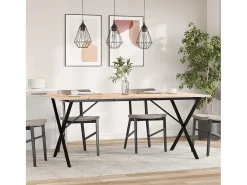 Mesa de comedor con estructura en X 180x90x75 cm madera maciza de pino acero