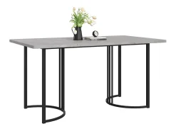 Mesa de comedor con estructura de metal y diseño de mármol gris (140 x 80 cm)