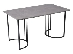 Mesa de comedor con estructura de metal y diseño de mármol gris (140 x 80 cm)