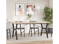 Mesa de comedor con estructura en Y 180x90x75 cm madera maciza de pino acero