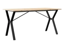 Mesa de comedor con estructura en Y 160x80x75 cm madera maciza de pino acero