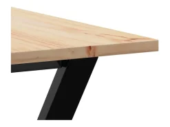 Mesa de comedor con estructura en Y 160x80x75 cm madera maciza de pino acero