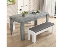 Mesa de comedor contemporánea - 116 x 65 x 75 cm - cuatro patas - aspecto hormigón - tablero de partículas - gris