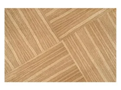 Mesa de comedor contemporánea redonda con tablero de aspecto roble natural y pata central negra OCTANT