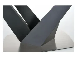 Mesa de comedor contemporánea extensible SHIELD gris y negra con pata central