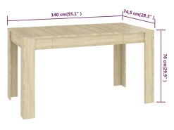 Mesa de comedor contrachapada color roble sonoma 140x74,5x76 cm ES681631