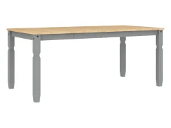 Mesa de comedor Corona madera maciza de pino gris 180x90x75 cm