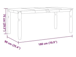 Mesa de comedor Corona madera maciza de pino gris 180x90x75 cm