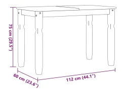 Mesa de comedor Corona madera maciza de pino gris 112x60x75 cm