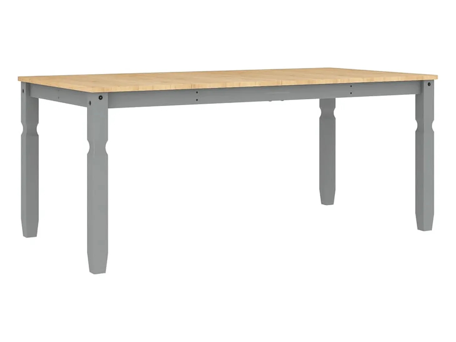 Mesa de comedor Corona madera maciza de pino gris 180x90x75 cm ES360486
