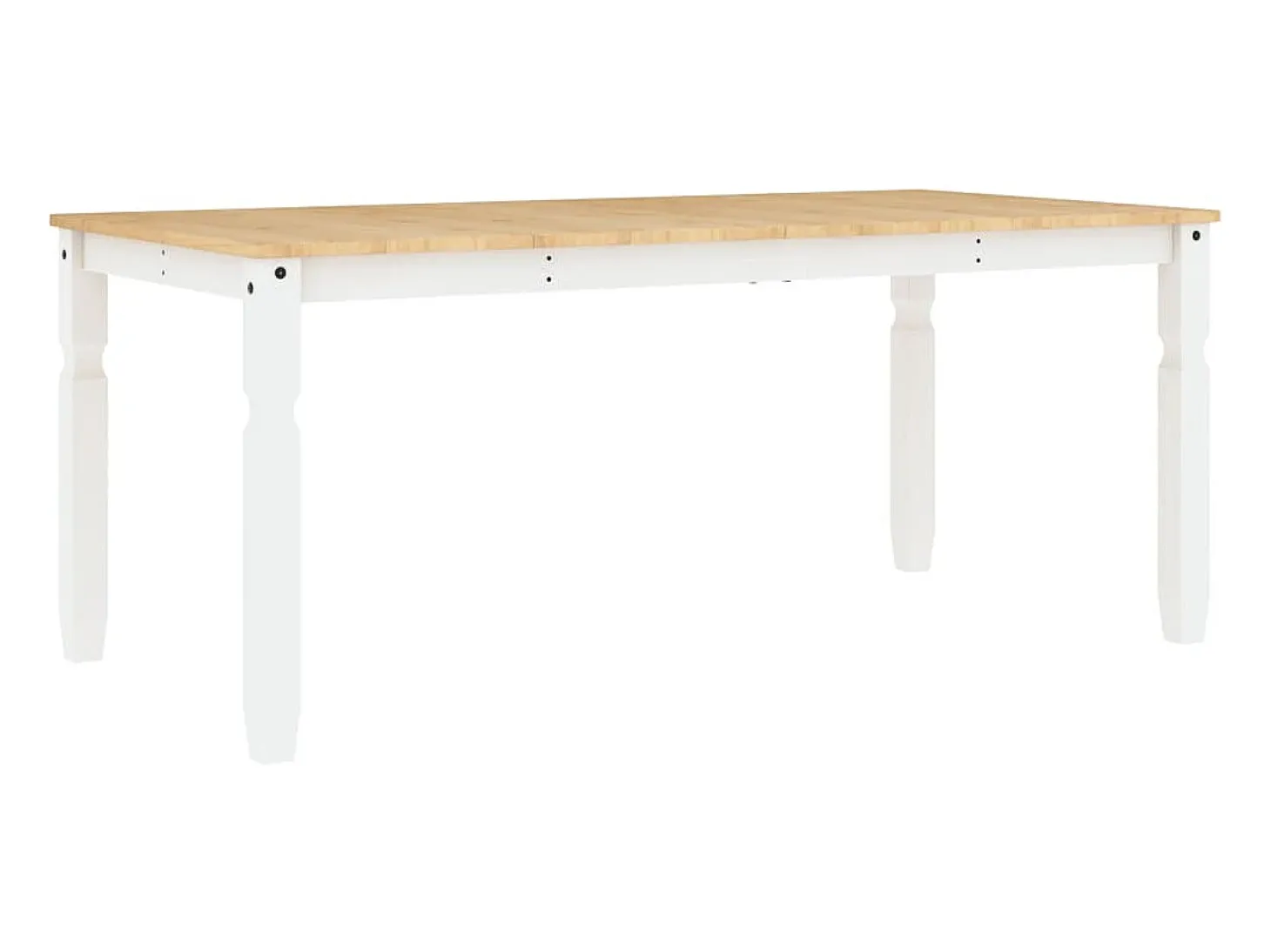 Mesa de comedor Corona madera maciza pino blanco 180x90x75 cm ES215383