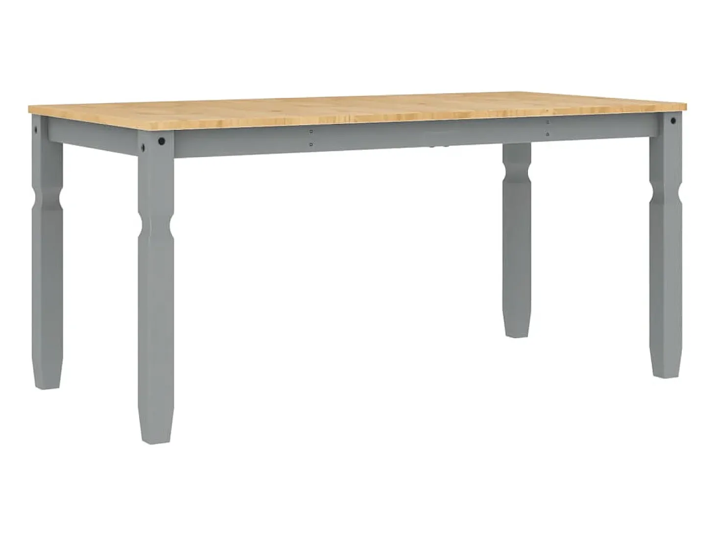Mesa de comedor Corona madera maciza de pino gris 160x80x75 cm