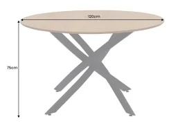 Mesa de comedor COURBAX redonda 120 cm – Mesa industrial aspecto roble salvaje y metal