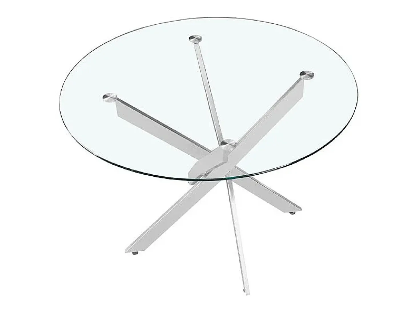 Mesa de comedor CRISTELIA – Redonda Ø120 cm – Tablero de vidrio – Patas cromadas – Diseño elegante y moderno