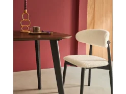 Mesa de comedor cuadrada efecto madera patas de metal negro, 4 plazas